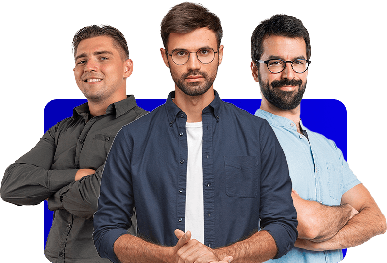 Três homens da Eficaz confiantes